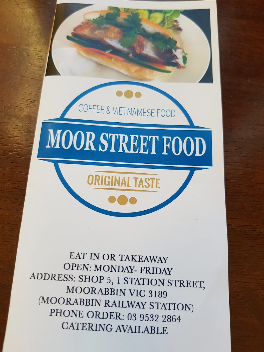 Menu, Moor Street Food Cafe
