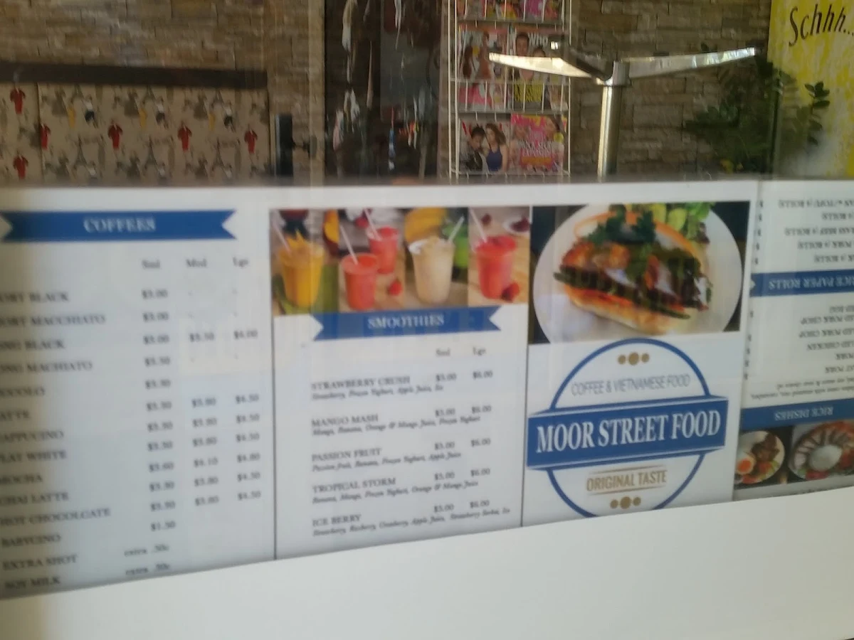 Menu, Moor Street Food Cafe