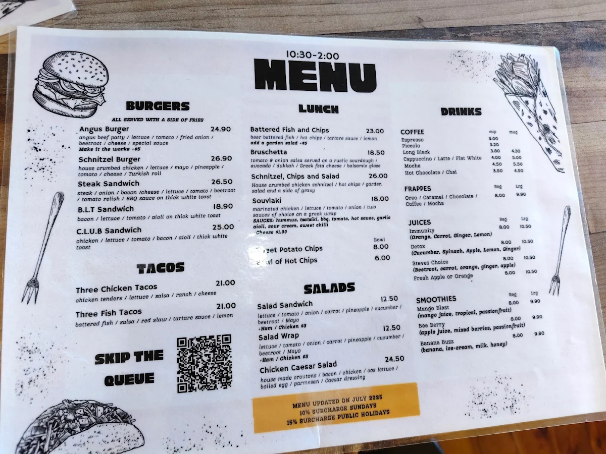 Menu, The Busy Bee Cafe and Catering