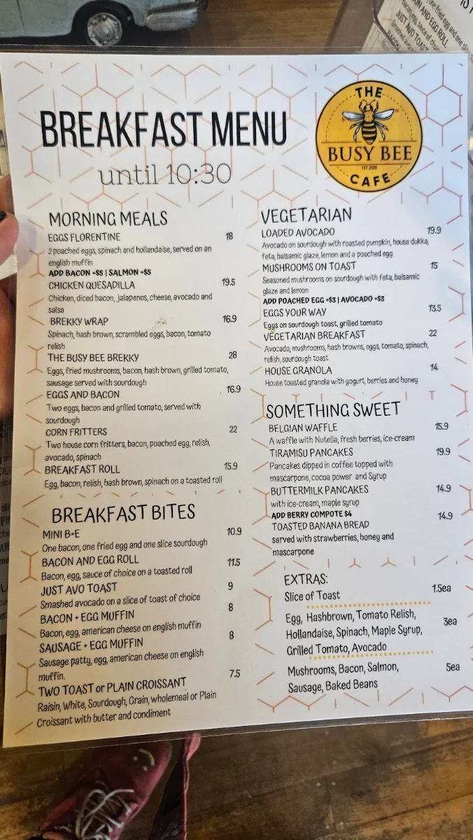 Menu, The Busy Bee Cafe and Catering