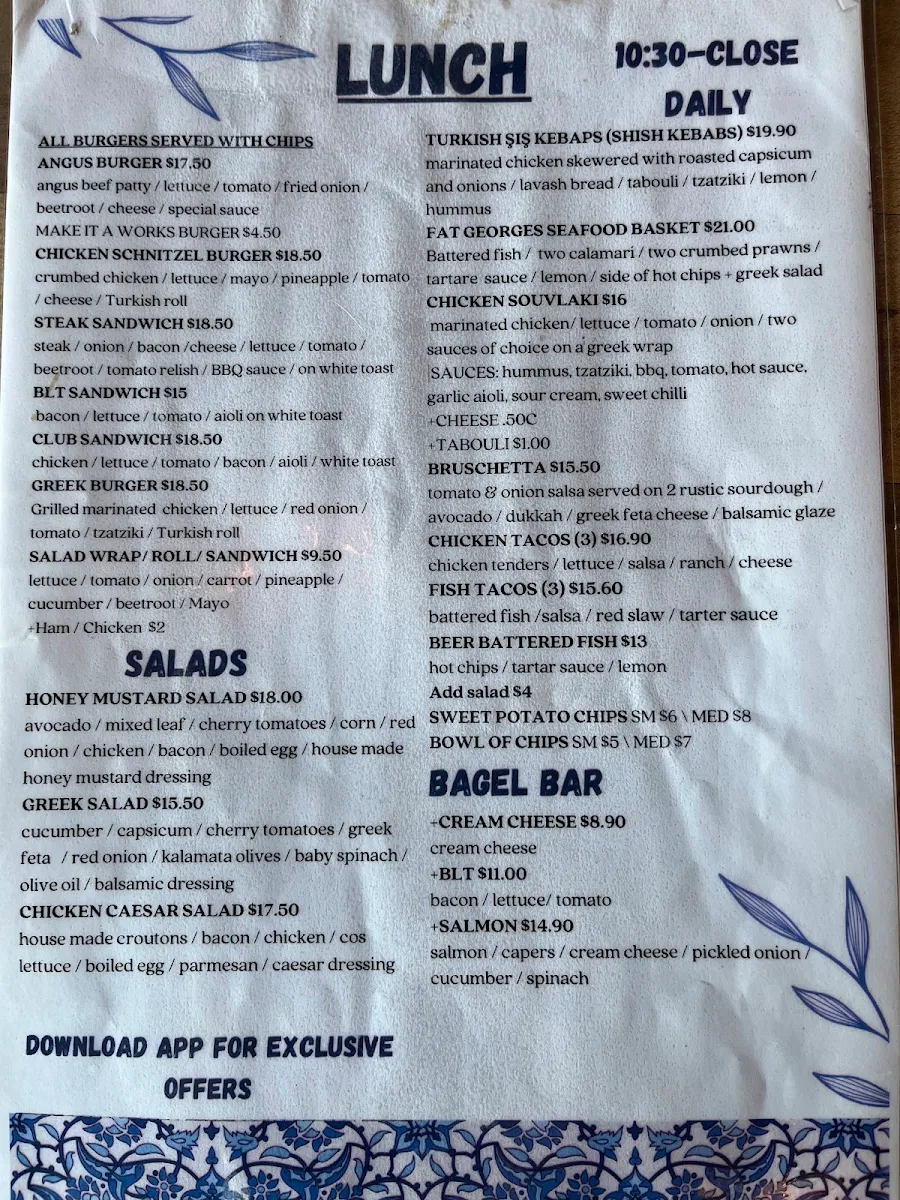 Menu, The Busy Bee Cafe and Catering