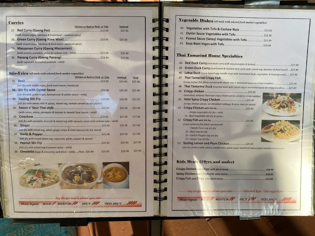 Menu, Thai Tamarind