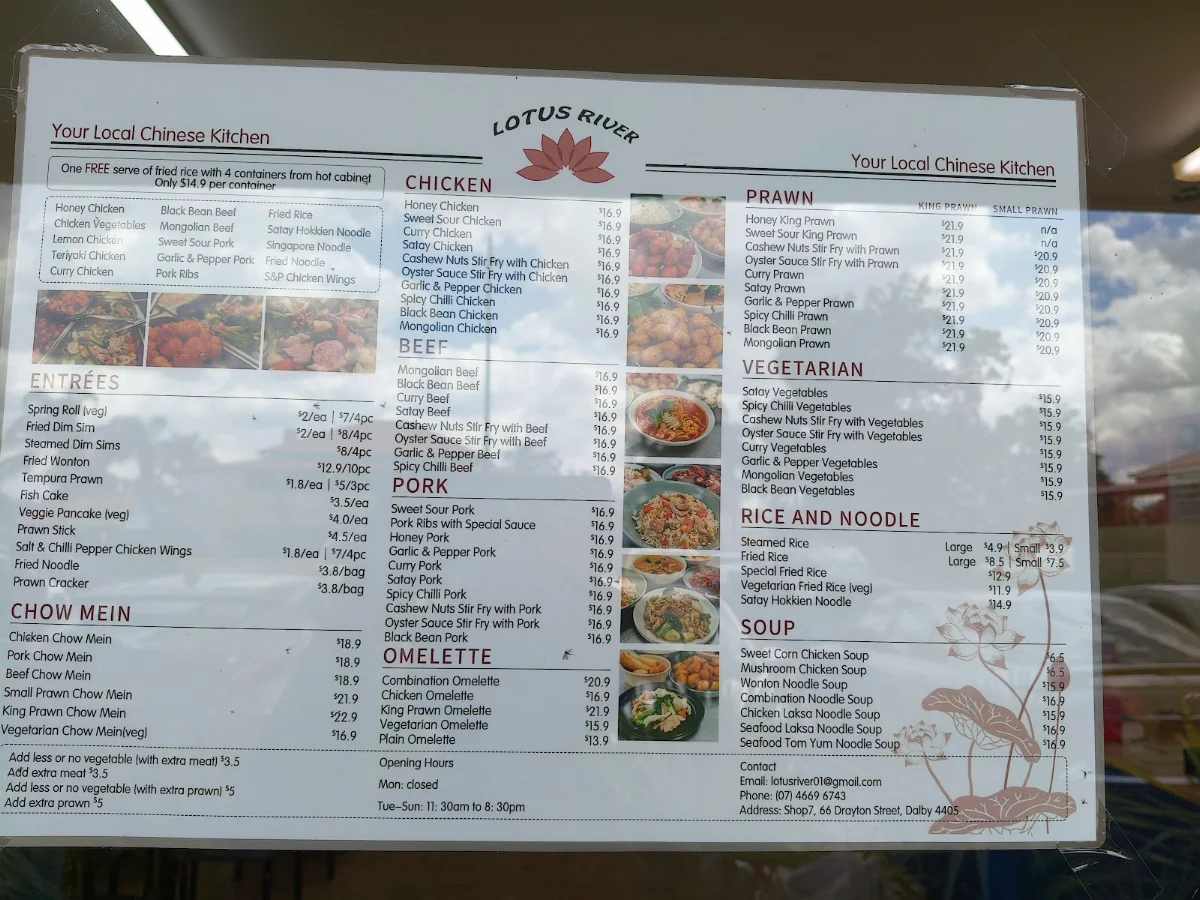 Menu, Lotus River Chinese Restaurant