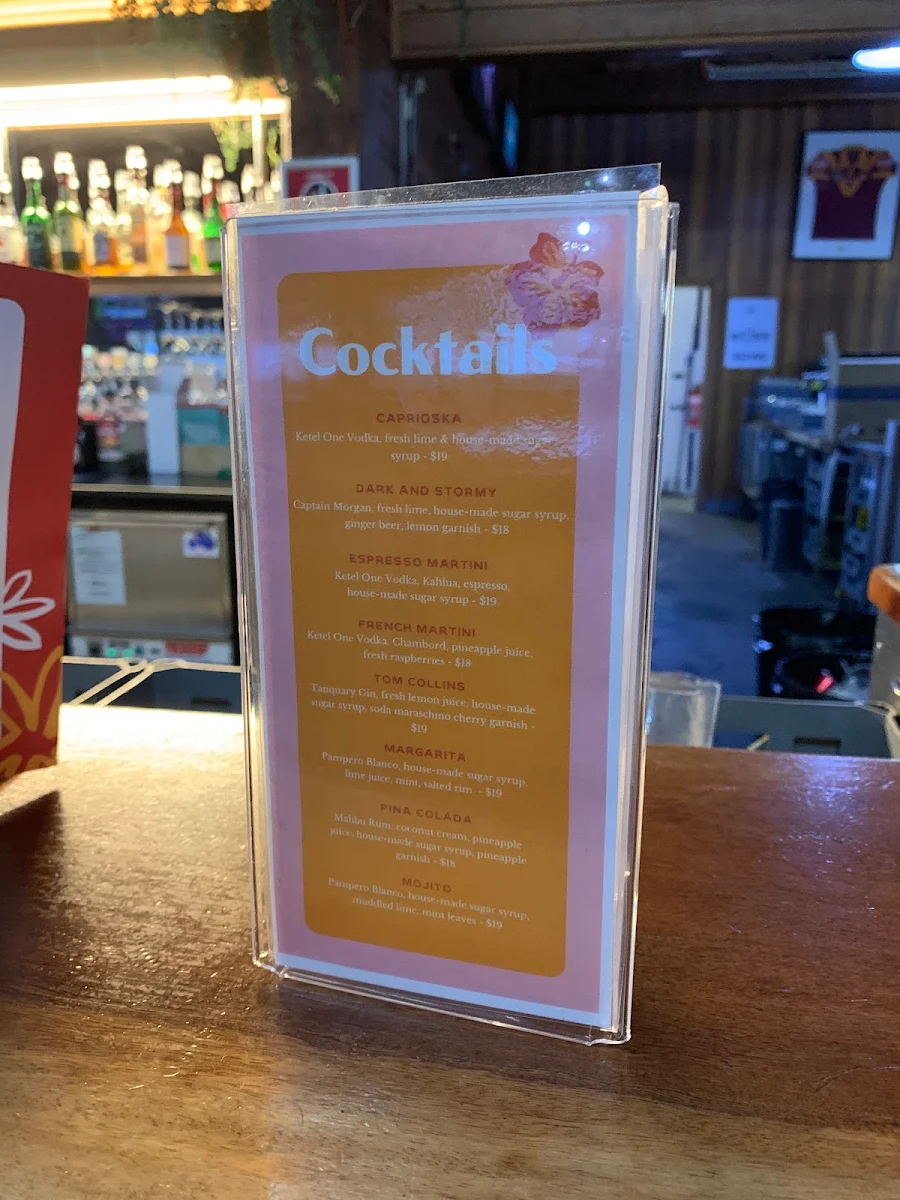 Menu, Corindi Beach Hotel
