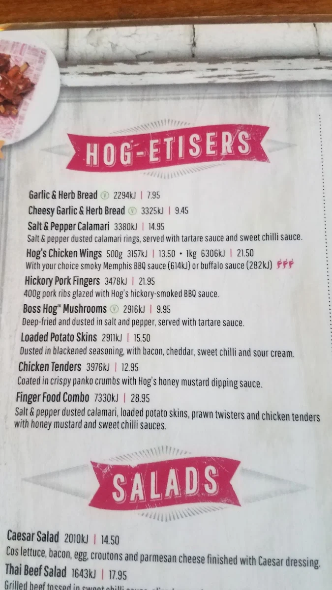 Menu, Hog's Breath Cafe Mackay