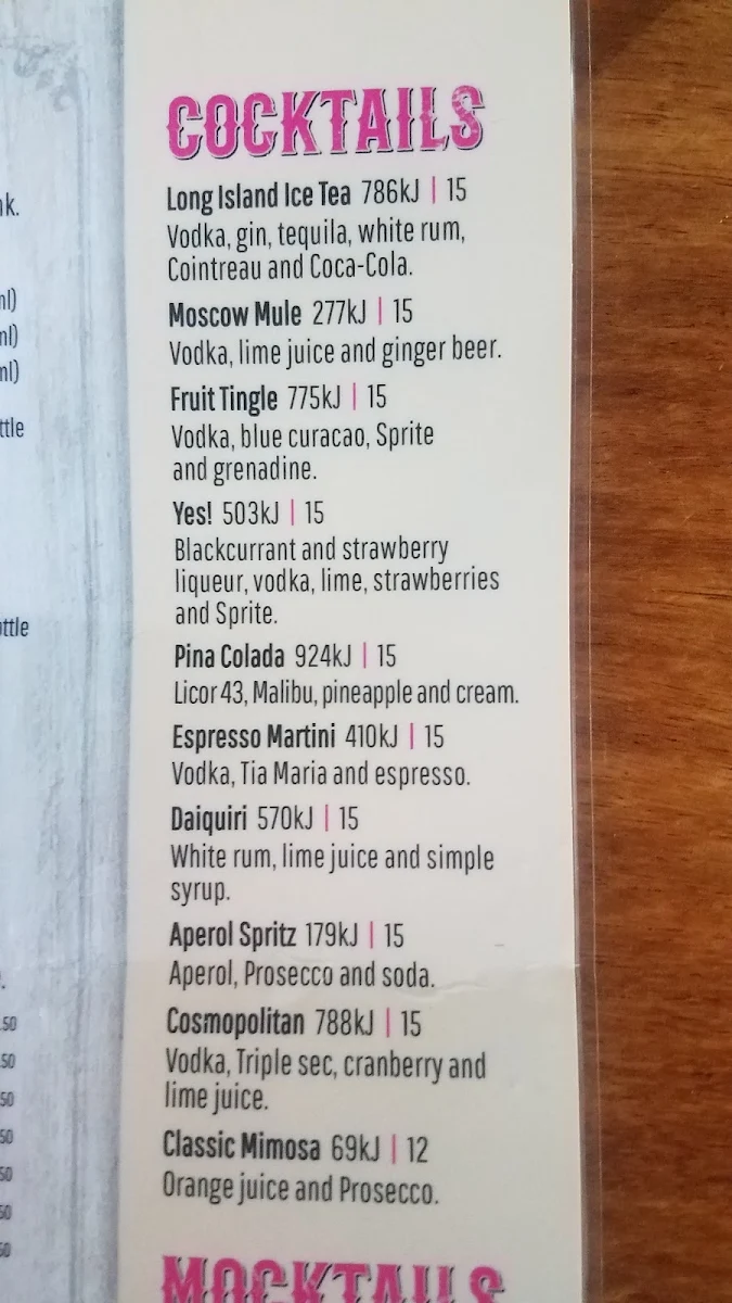 Menu, Hog's Breath Cafe Mackay