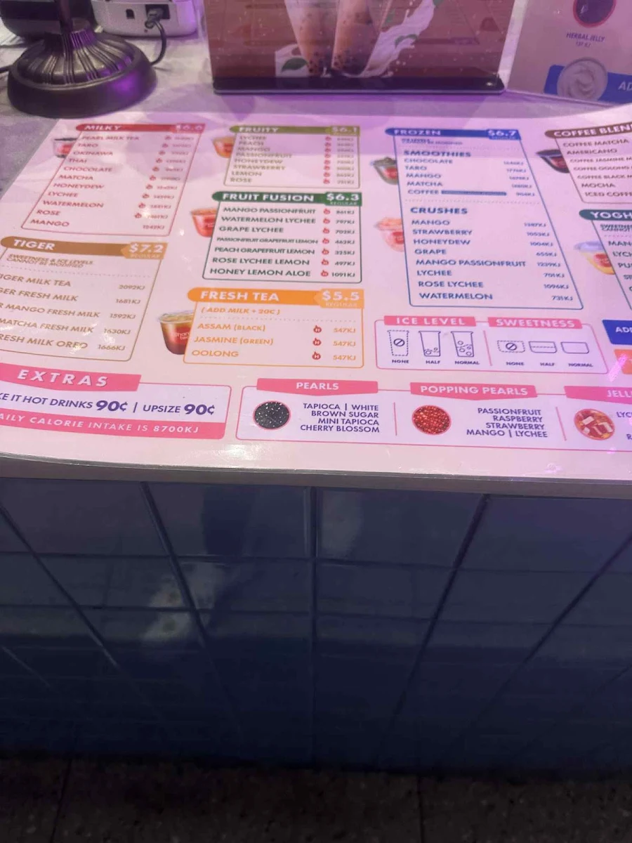 Menu, Sharetea Emporium