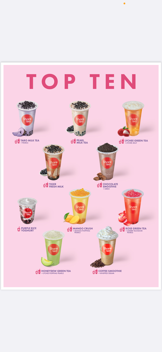 Menu, Sharetea Emporium