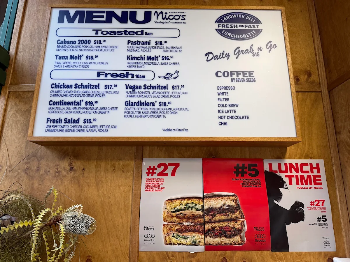 Menu, Nico's Sandwich Deli (Stamford Hotel)