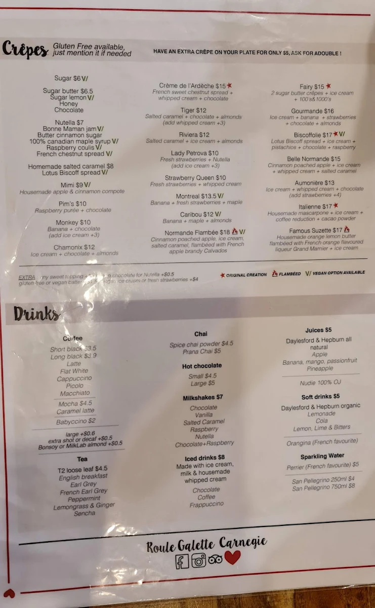 Menu, Roule Galette Carnegie