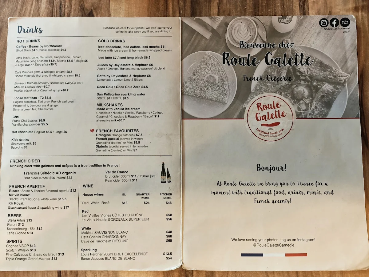 Menu, Roule Galette Carnegie