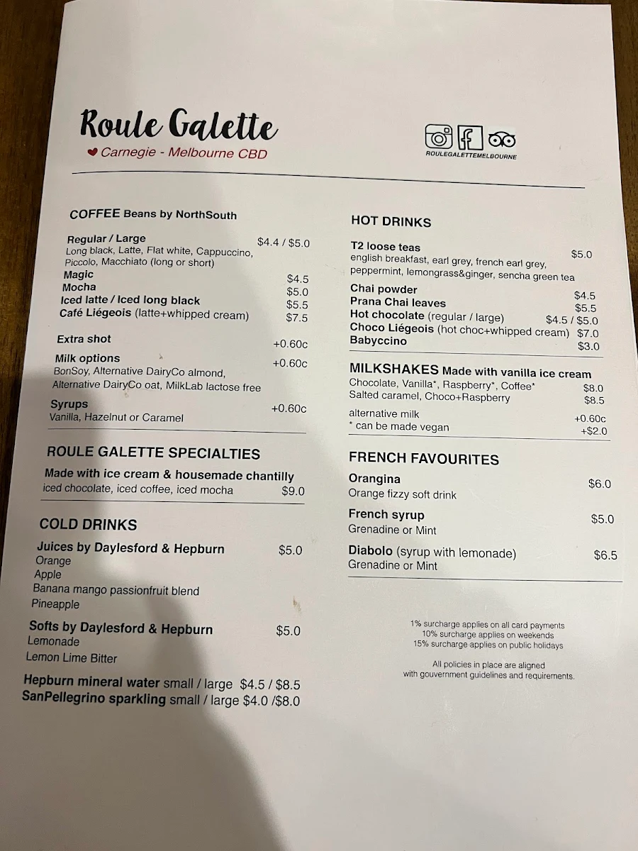Menu, Roule Galette Carnegie