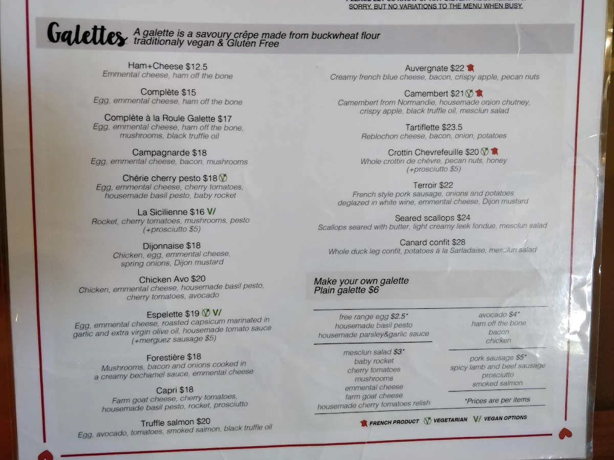 Menu, Roule Galette Carnegie
