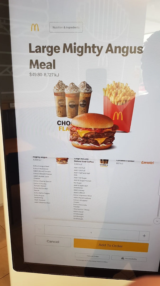 Menu, McDonald's Woodville SA