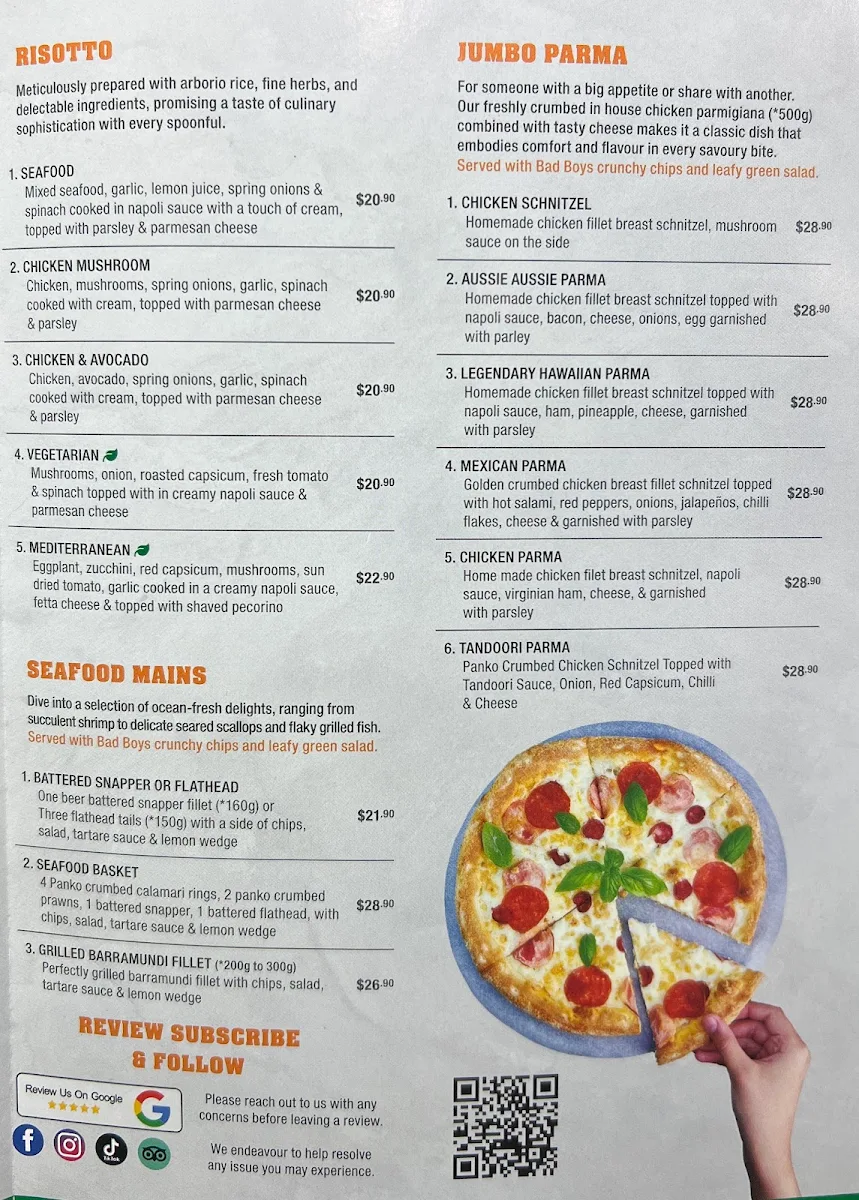 Menu, Vespa Pizza Pasta & Grill