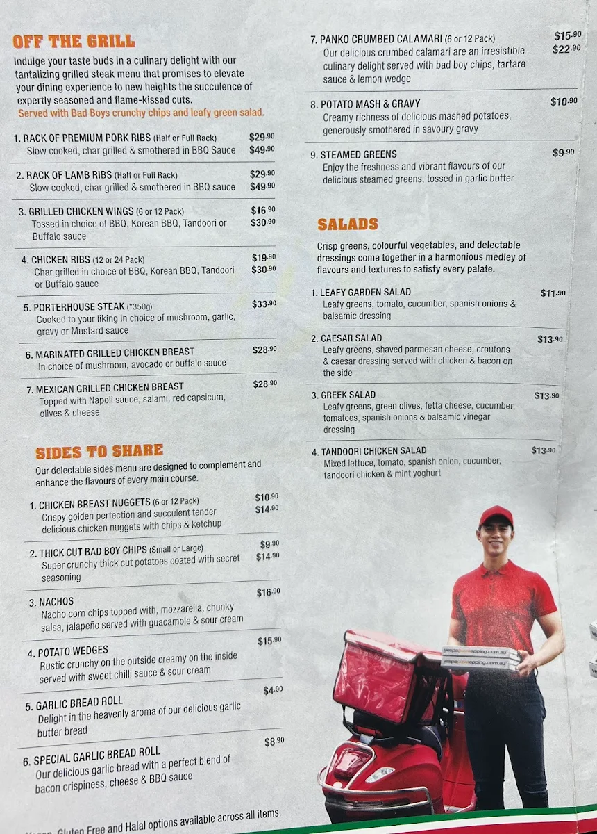 Menu, Vespa Pizza Pasta & Grill