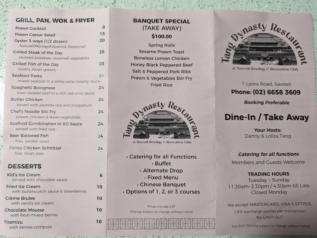 Menu, Tang Dynasty