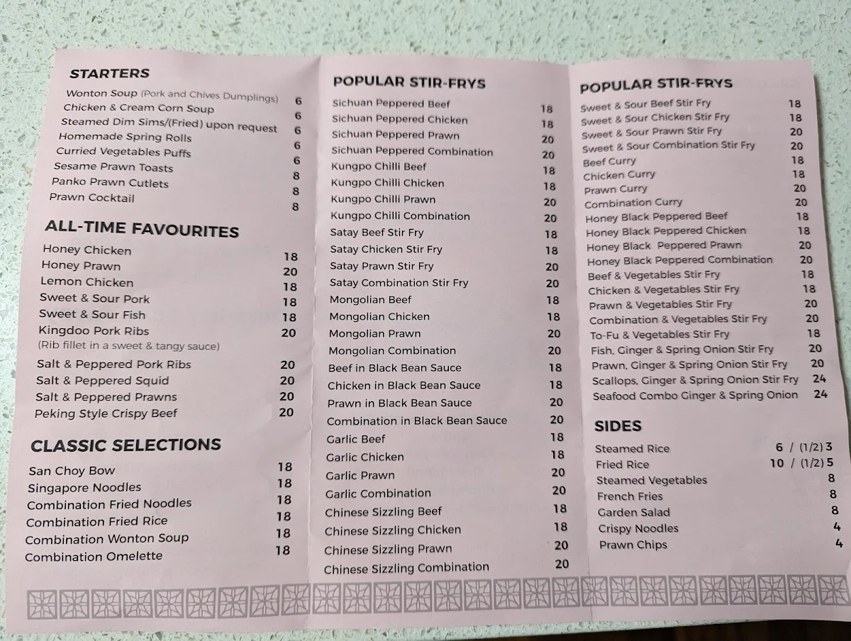 Menu, Tang Dynasty