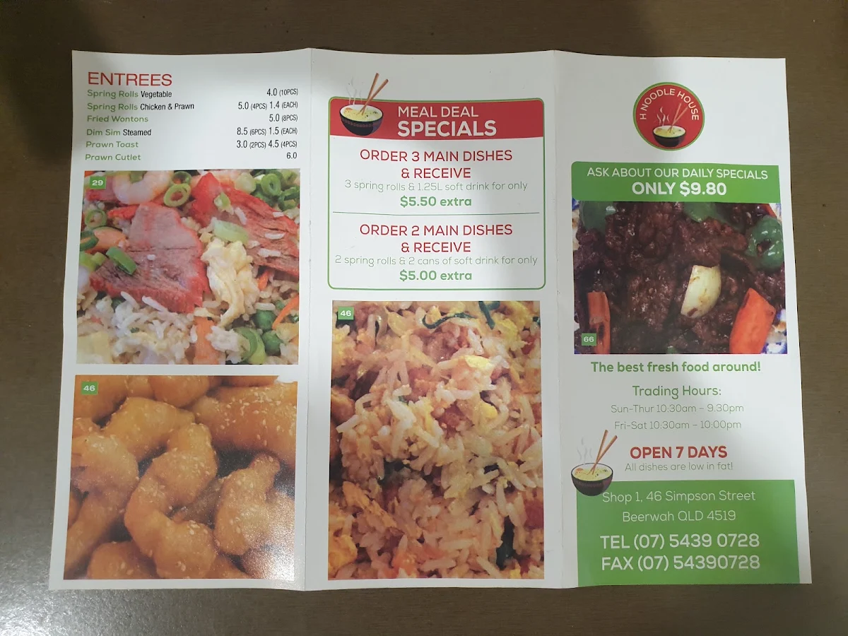 Menu, H Noodle House