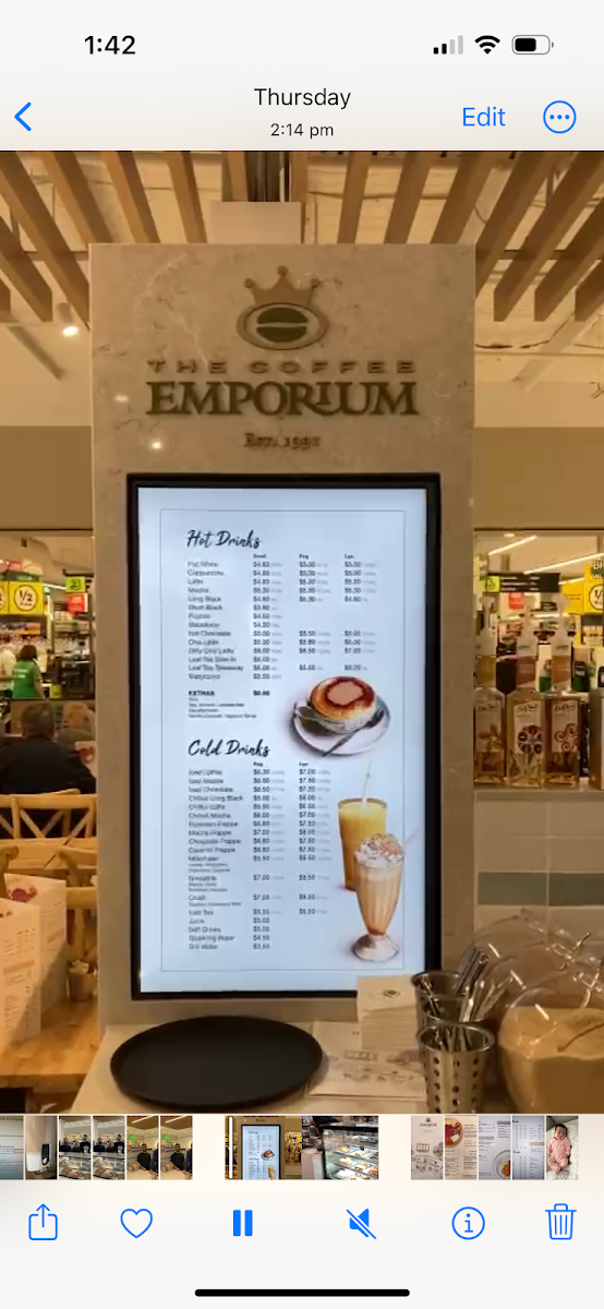 Menu, The Coffee Emporium Kiama