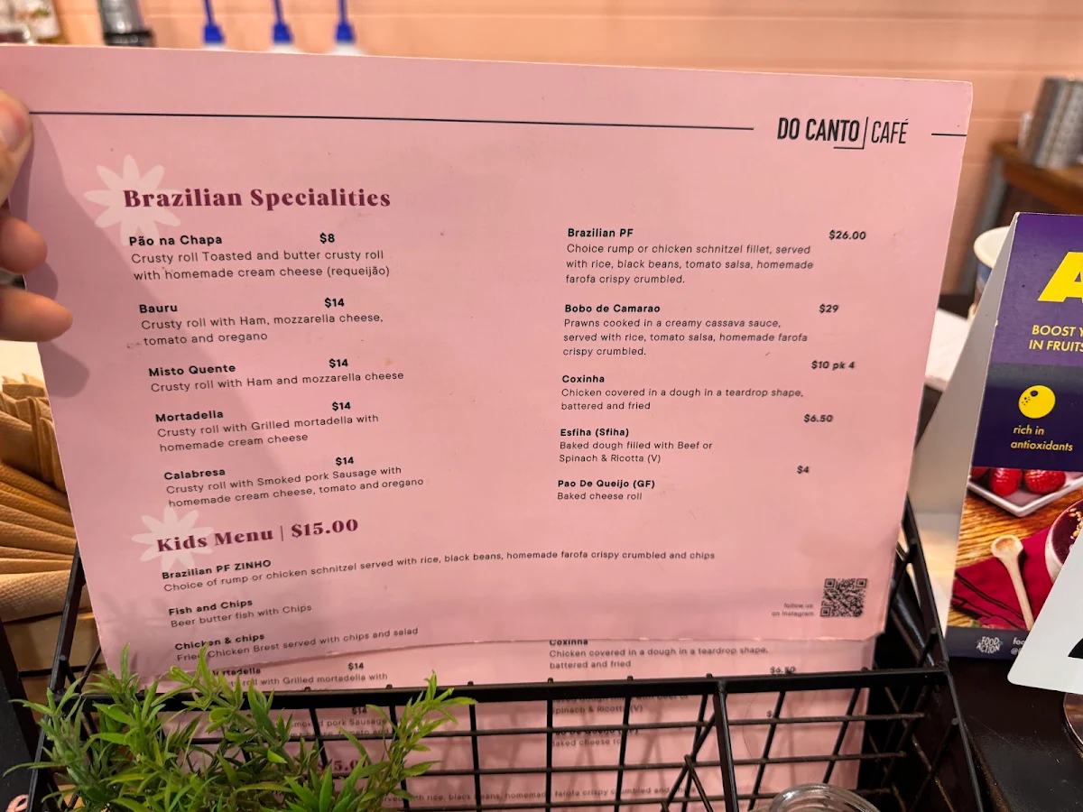 Menu, Do Canto Cafe