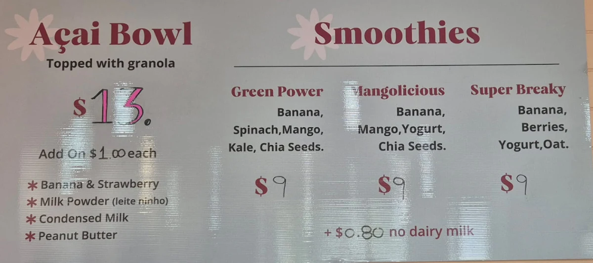Menu, Do Canto Cafe