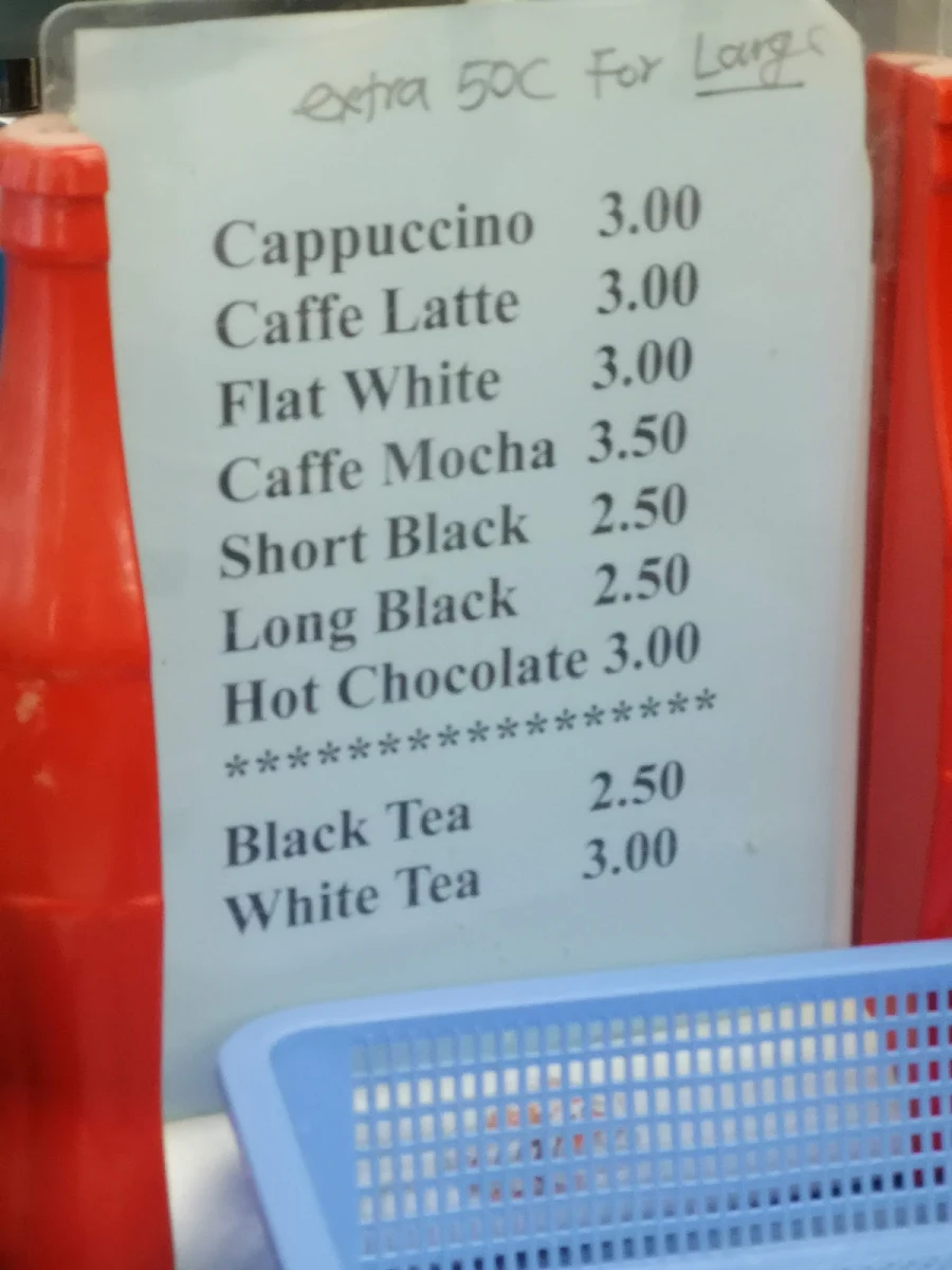 Menu, Picasso Take-Away