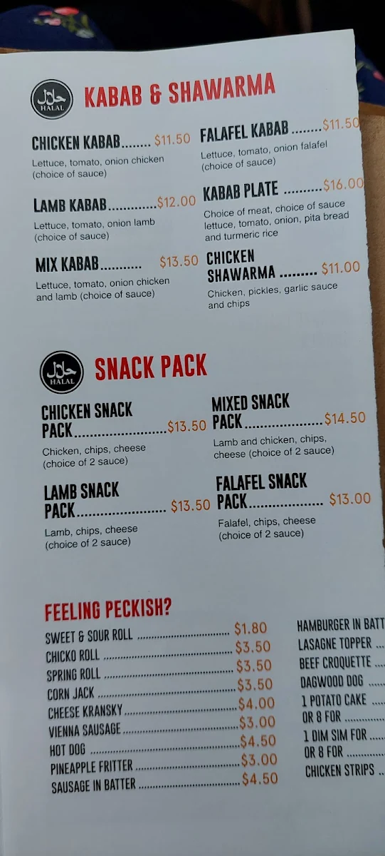 Menu, Dellas Store