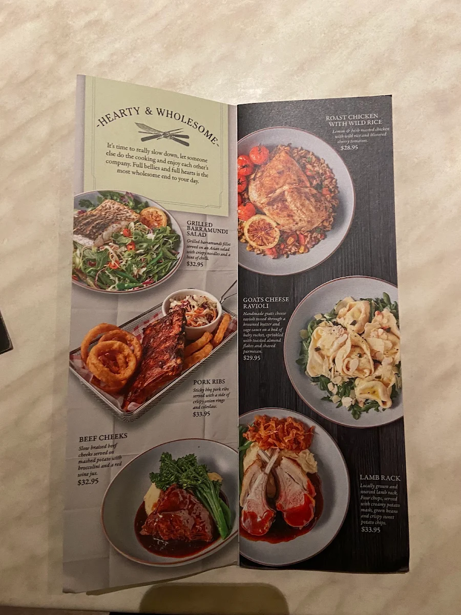 Menu, Dôme Café - Northam