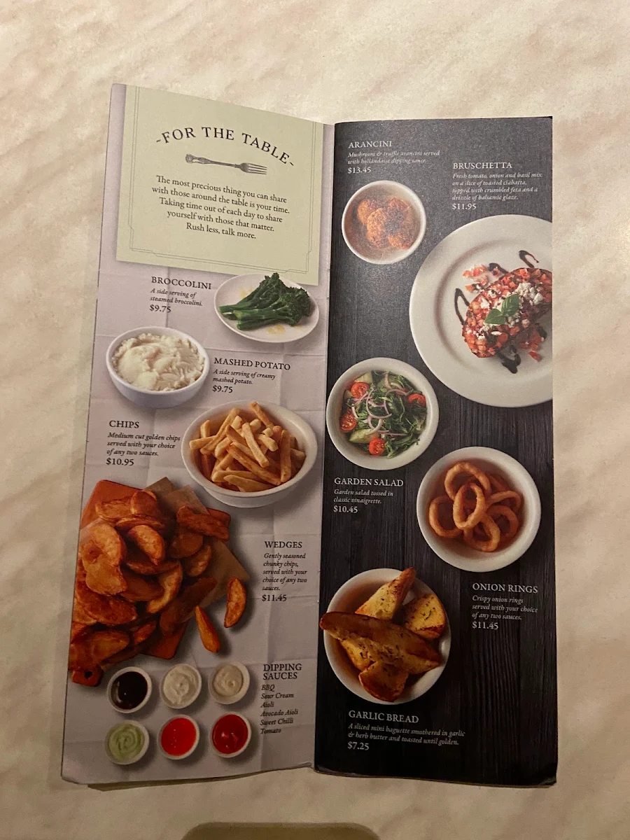 Menu, Dôme Café - Northam