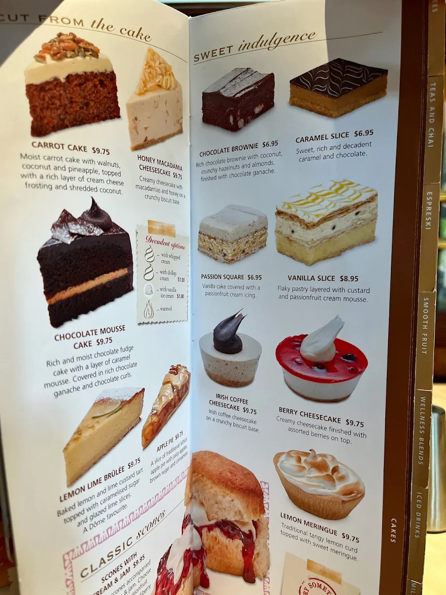Menu, Dôme Café - Northam