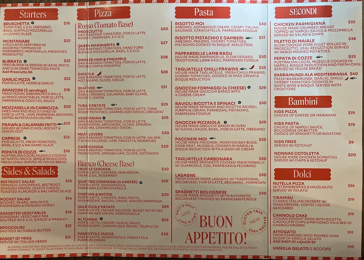 Menu, Mad over Italian - MOI Hope Island