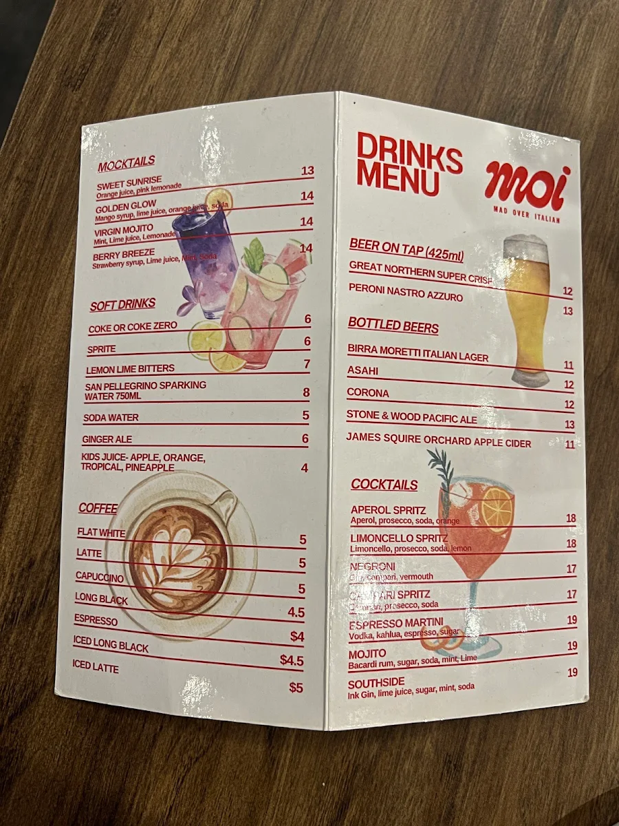 Menu, Mad over Italian - MOI Hope Island