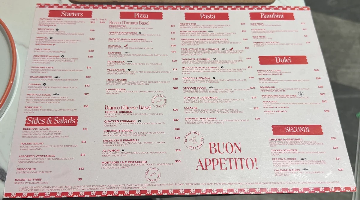 Menu, Mad over Italian - MOI Hope Island
