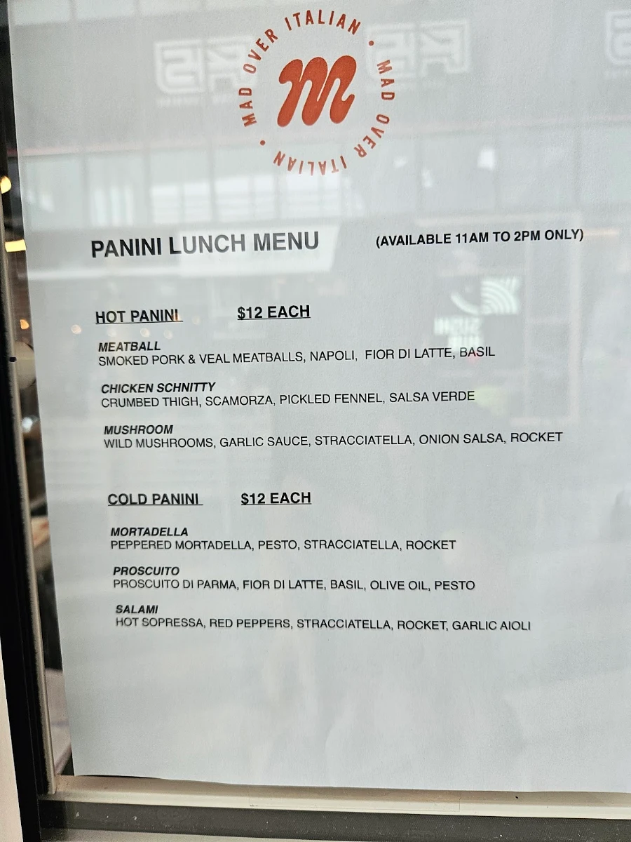 Menu, Mad over Italian - MOI Hope Island