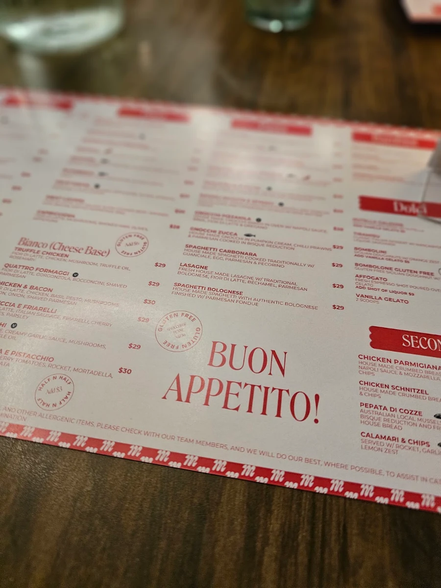 Menu, Mad over Italian - MOI Hope Island