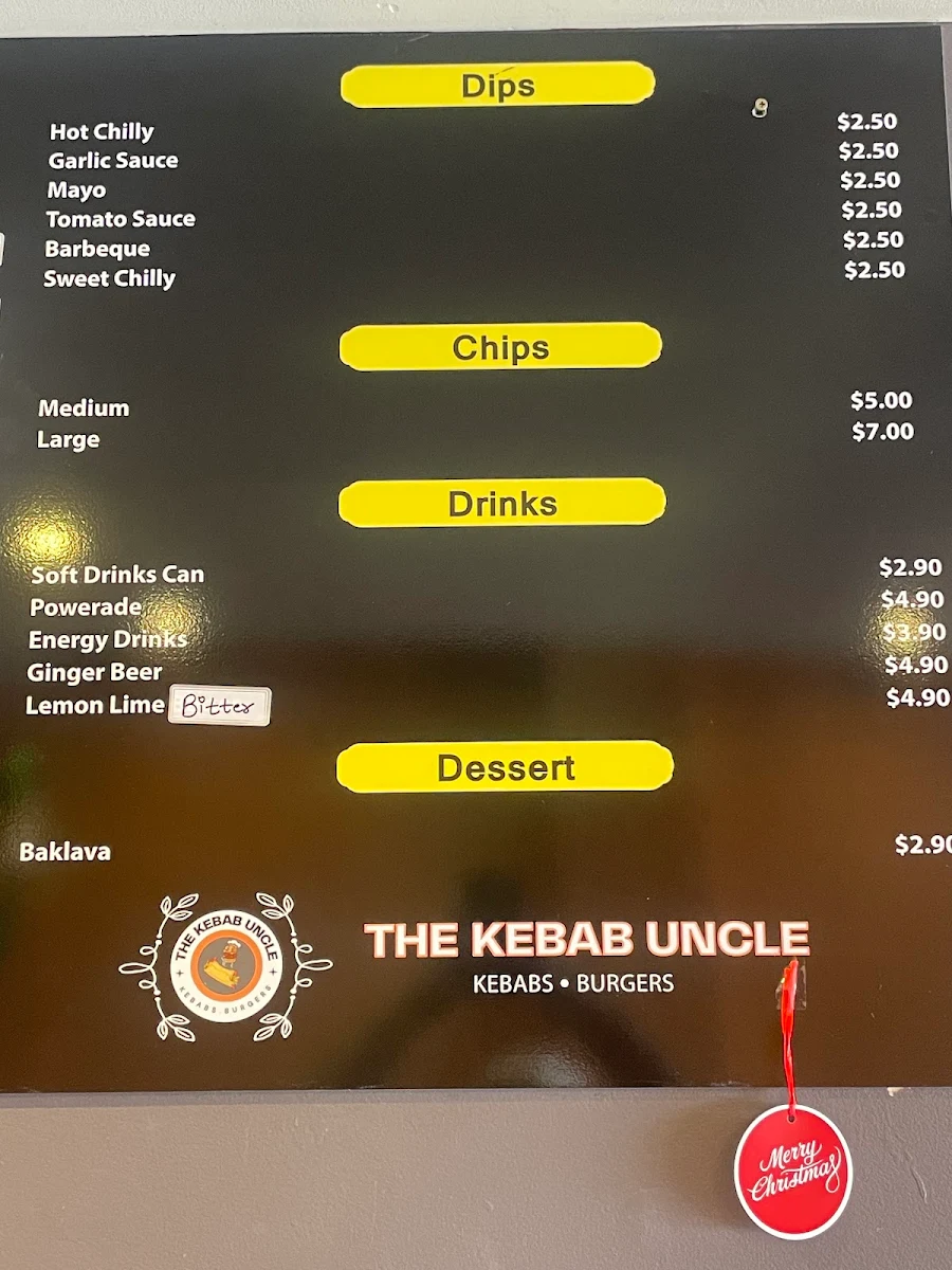 Menu, The Kebab Uncle - Gosford