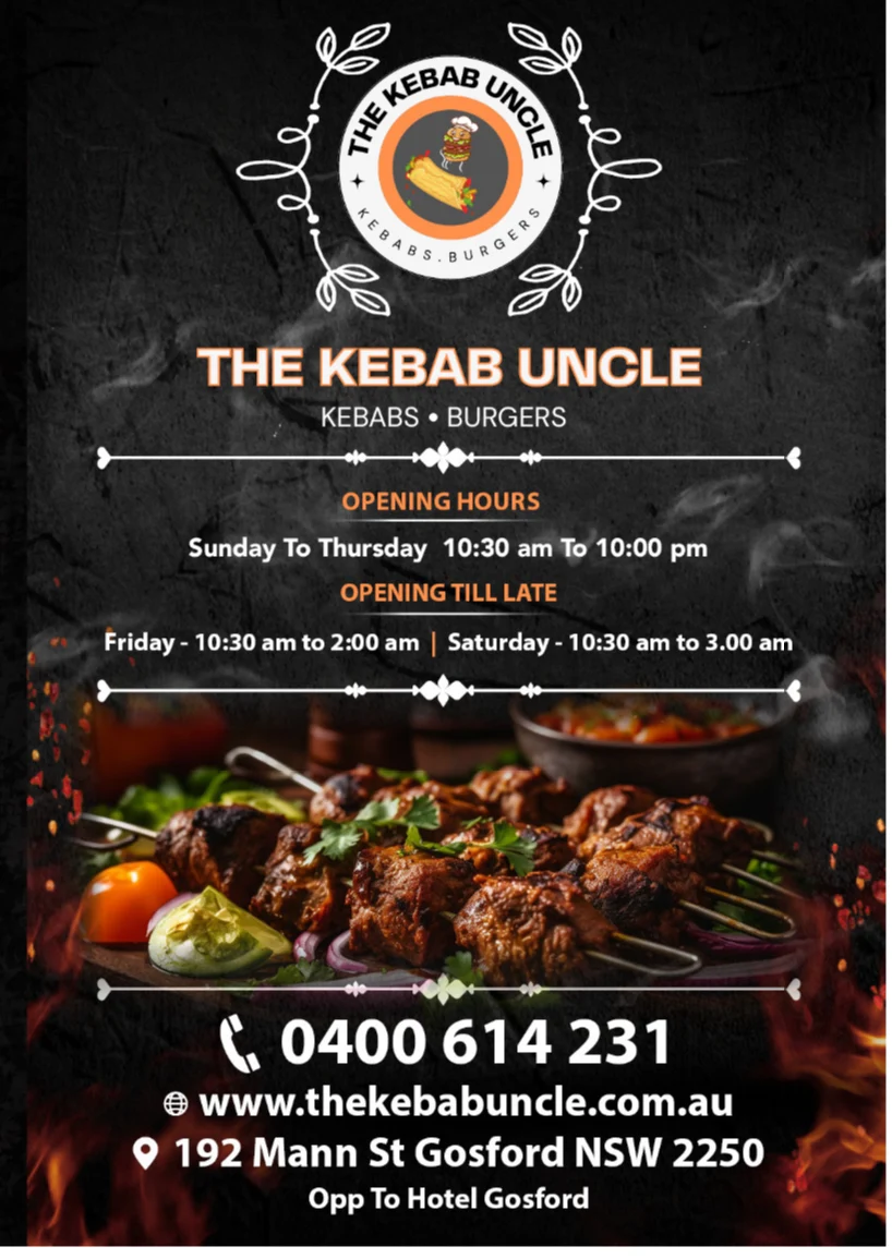 Menu, The Kebab Uncle - Gosford
