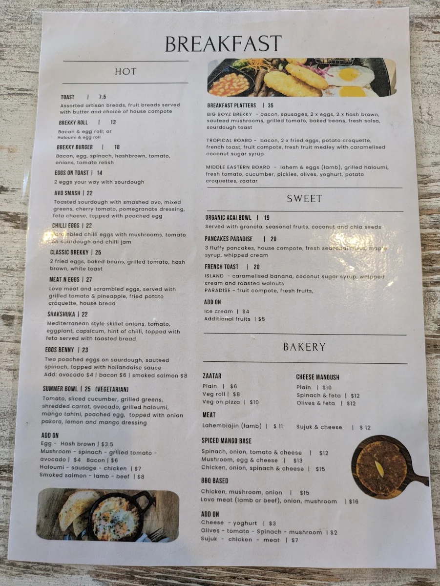Menu, FOOD GALLERIE