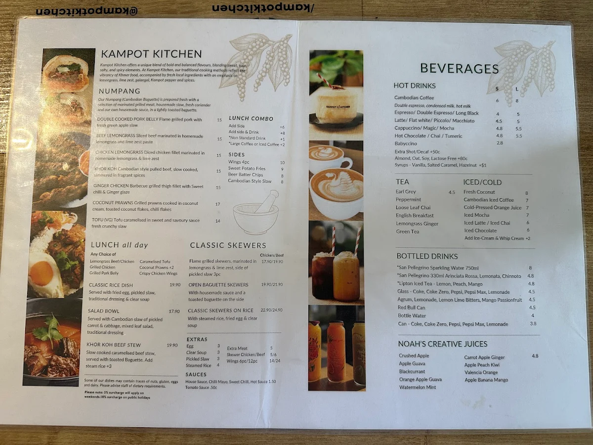 Menu, Kampot Kitchen