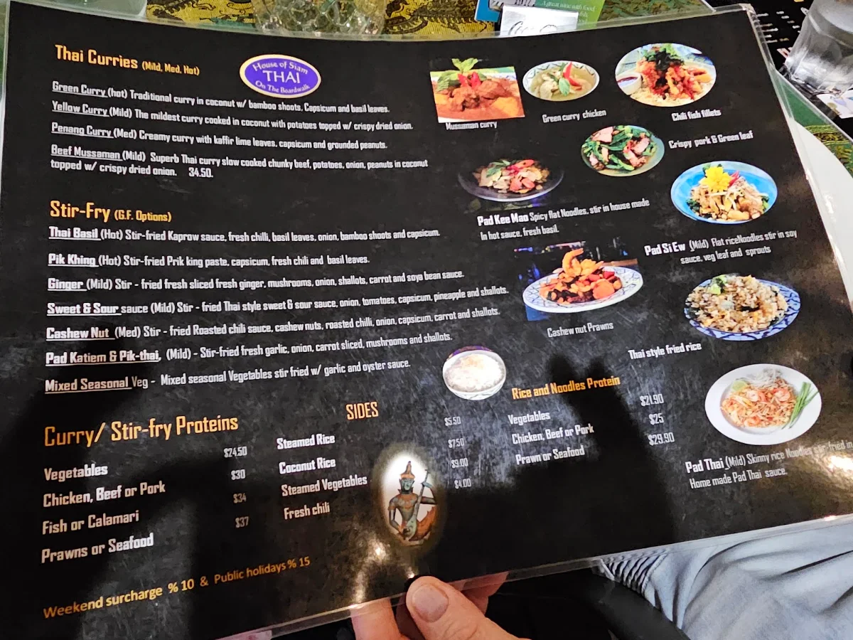 Menu, House Of Siam Thai Restaurant