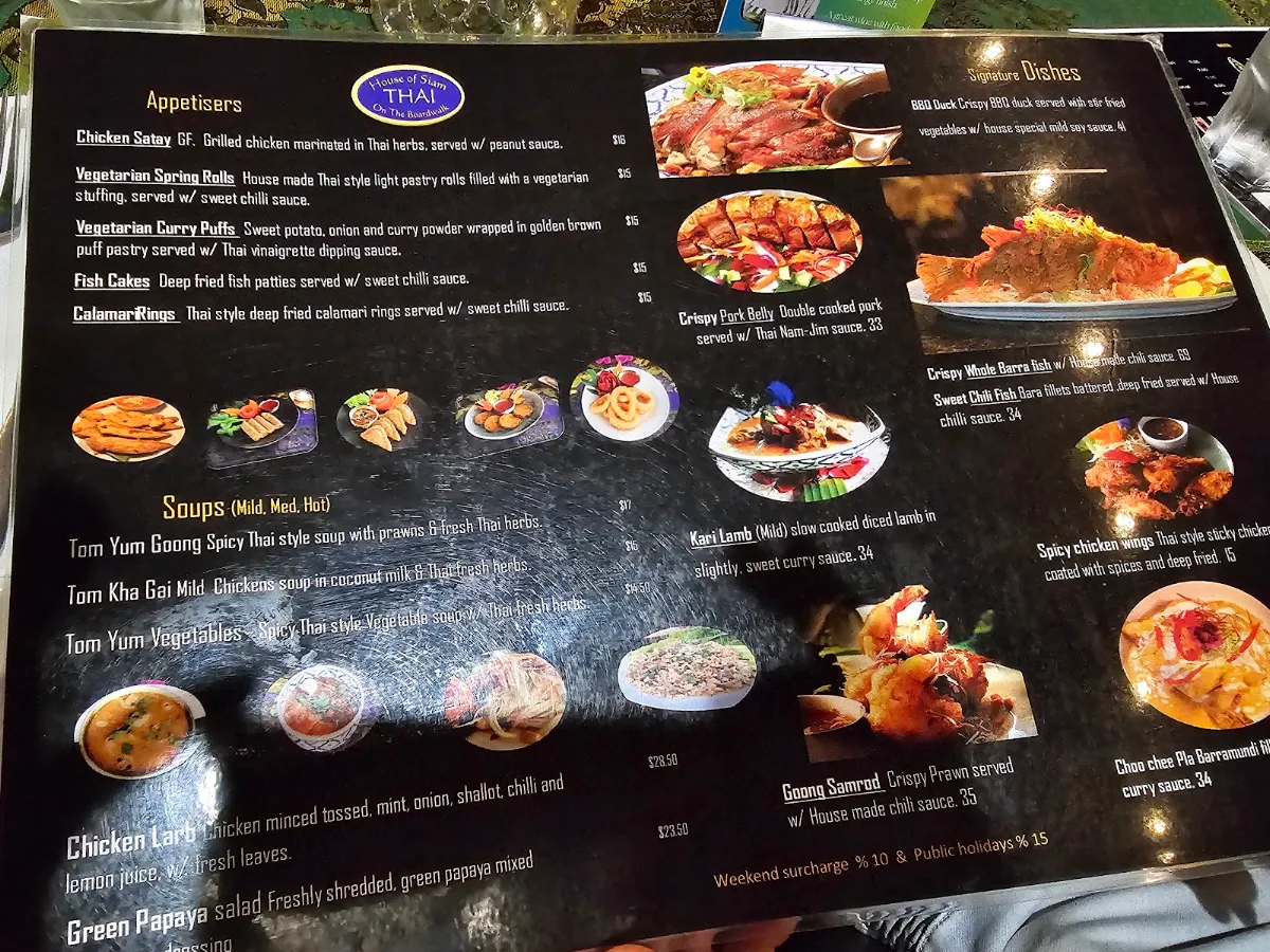 Menu, House Of Siam Thai Restaurant