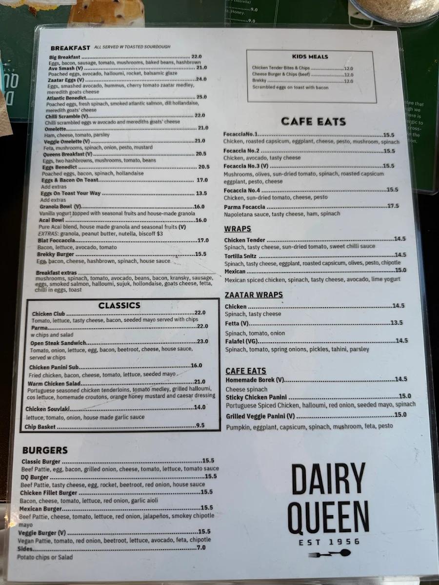 Menu, Dairy Queen