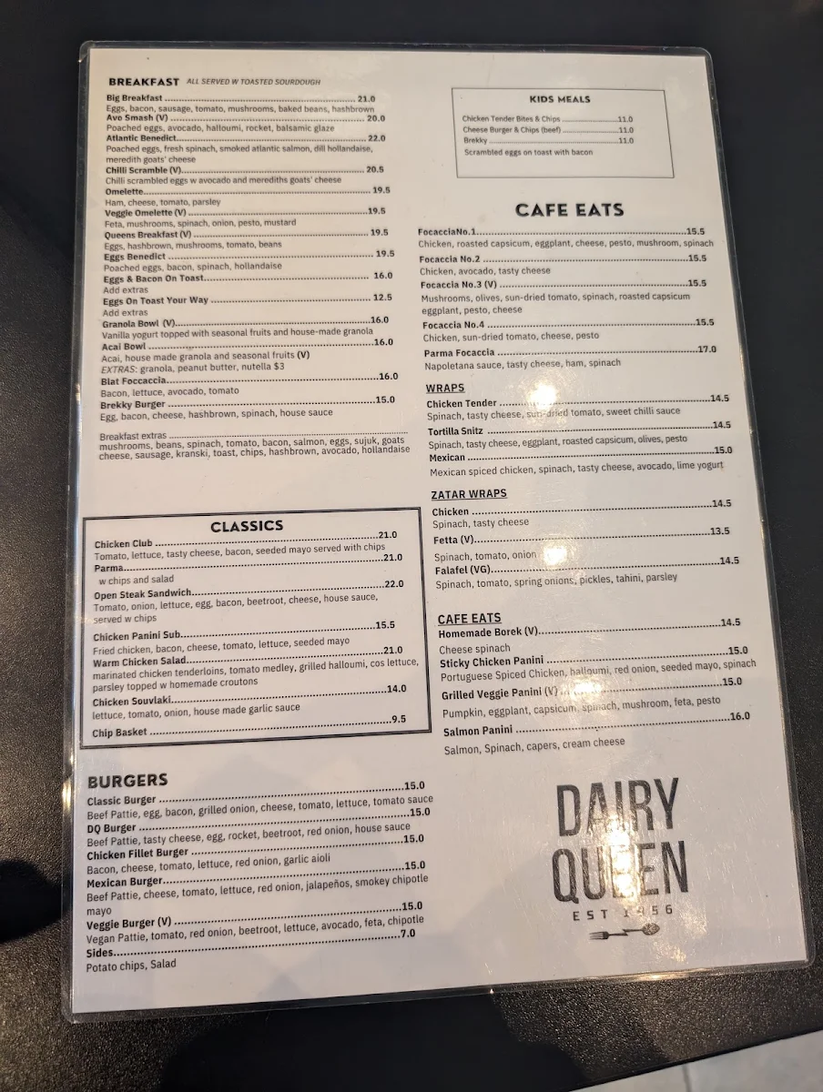 Menu, Dairy Queen