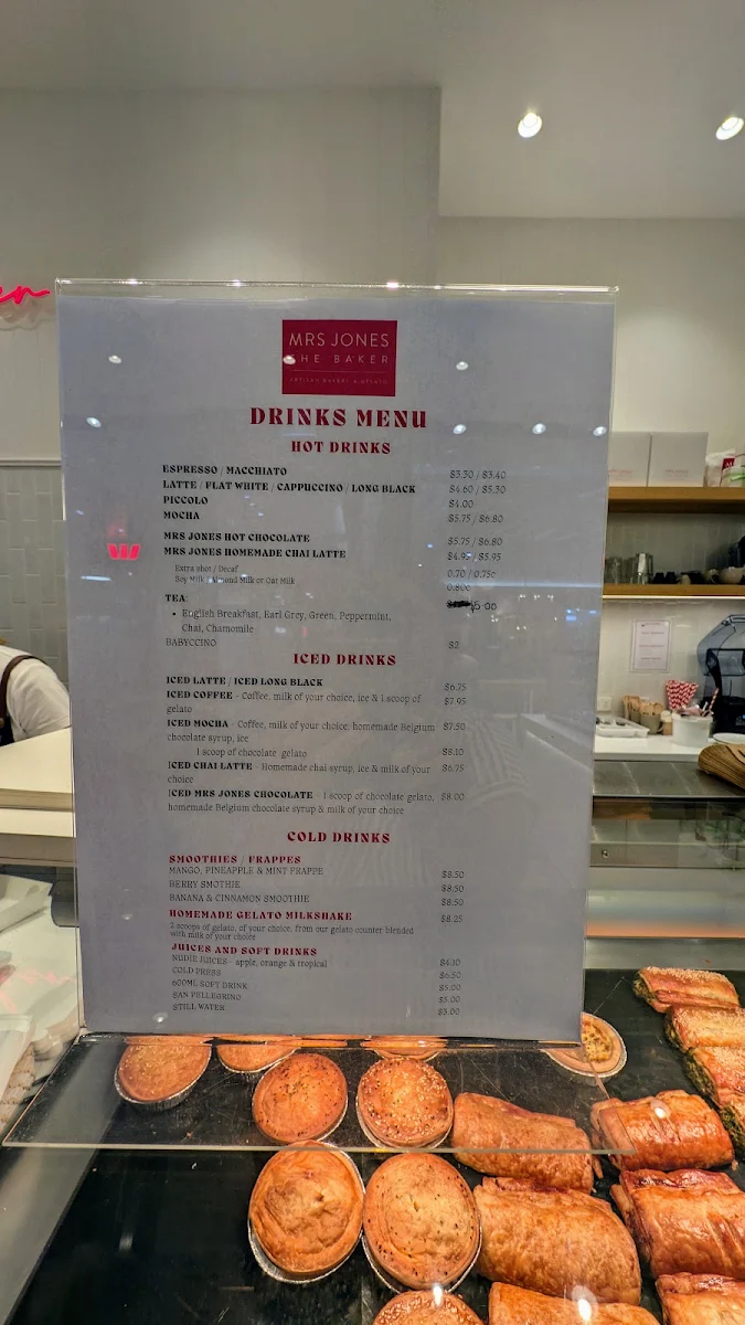 Menu, Mrs Jones The Baker