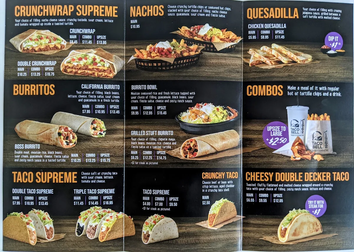 Menu, Taco Bell Green Square