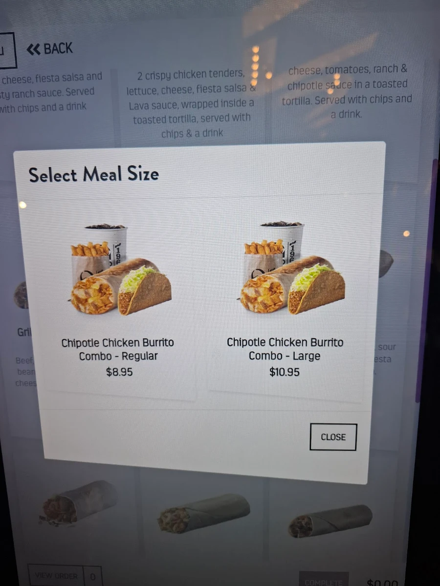 Menu, Taco Bell Green Square