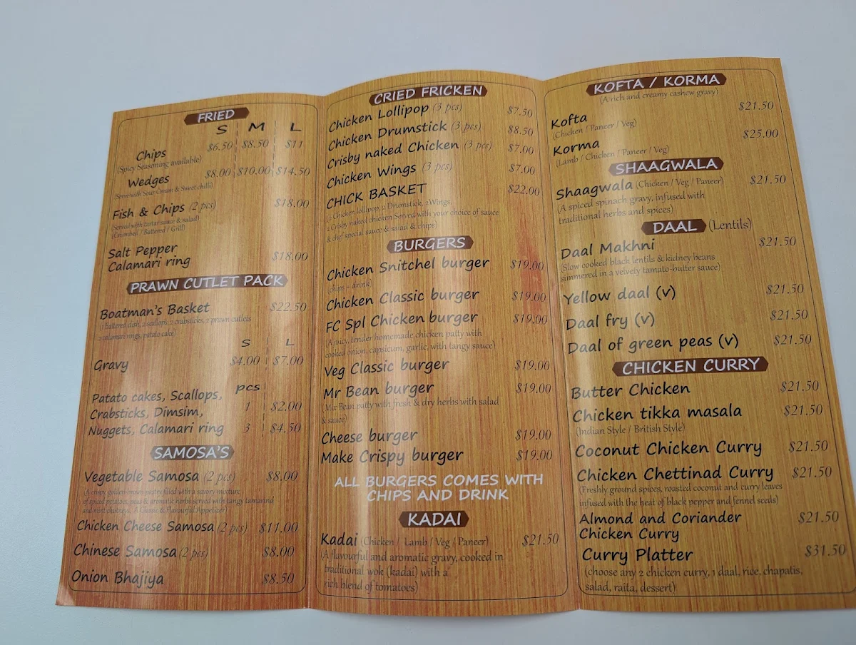 Menu, Fast & Curryious