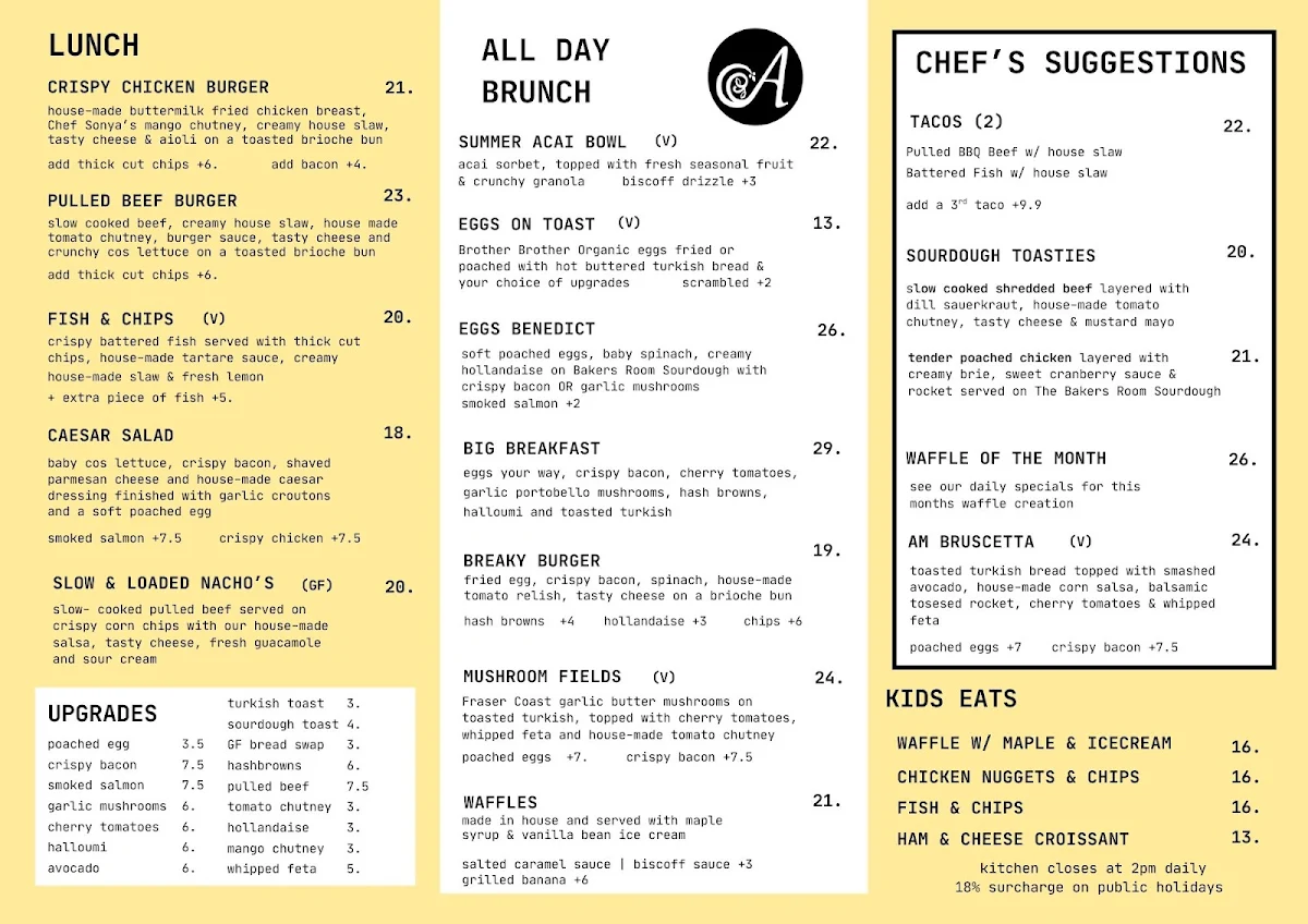Menu, Alowishus Delicious Maryborough