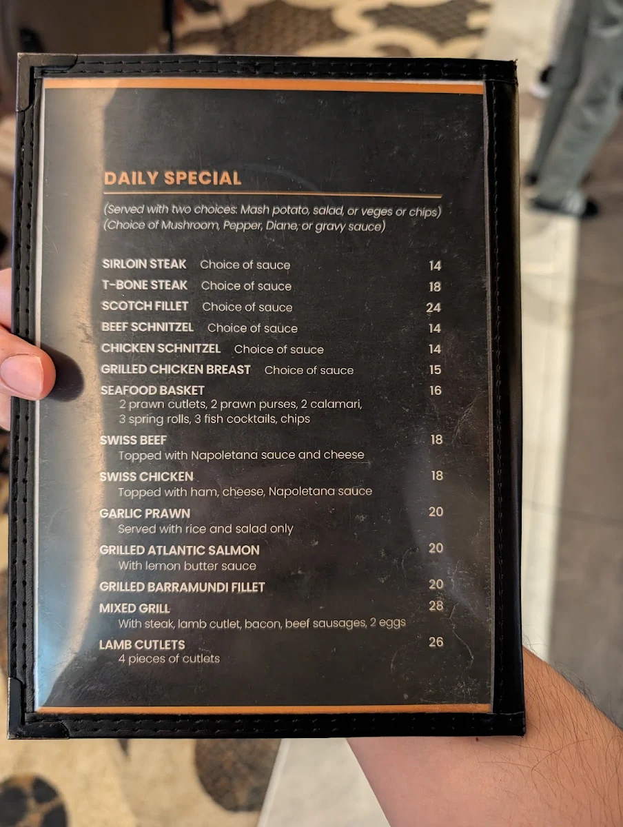 Menu, Kings Tavern